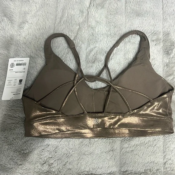 NWT Athleta Gold Metallic Solace Sports Bra- Size Medium - Picture 5 of 9